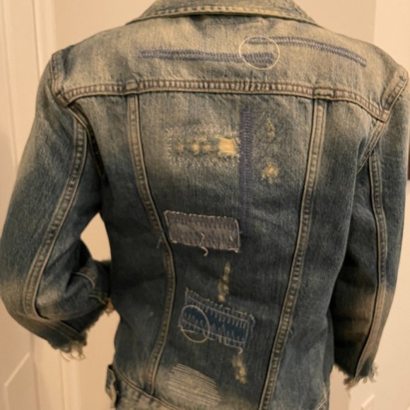 PRPS Women's Denim Destroyed Patch Jean Jacket - Size small - Picture 3 of 3